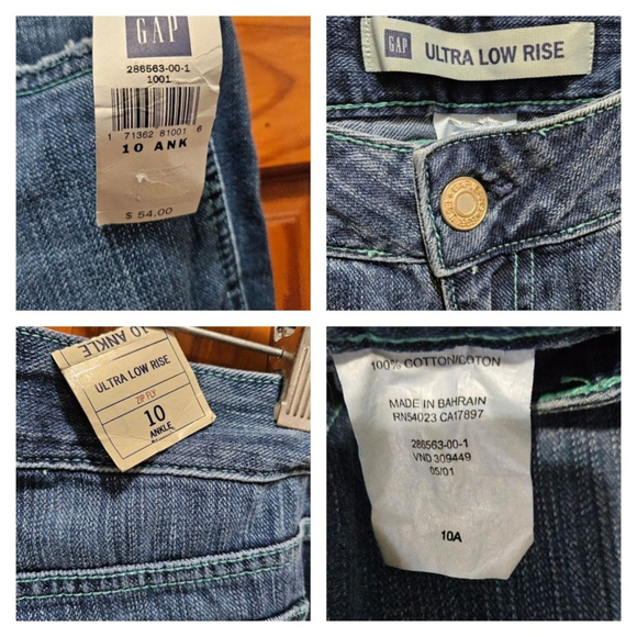 Gap Ultra Low Rise.Zip Fly Ankle Wide Leg Blue Jeans Size 10 (NEW) - Picture 2 of 11
